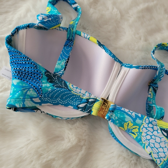 🐬BLEU ROD BEATTIE BRAND NEW SHIRRED UNDERWIRE BANDEAU BIKINI TOP SIZE 34DD - Picture 6 of 7